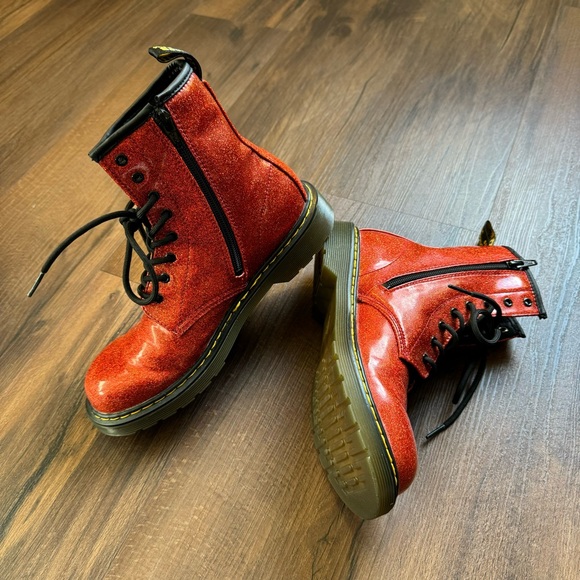 Dr Martens 1460 Shiny Glitter Glittery Red Boots Doc Marten Glam Punk Rock boots - Picture 6 of 8